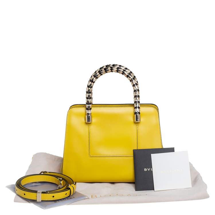 Pre Owned Bvlgari Yellow Leather Scaglie Serpenti Satchel