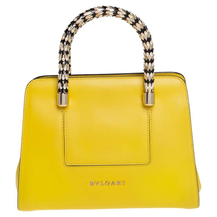 Pre Owned Bvlgari Yellow Leather Scaglie Serpenti Satchel