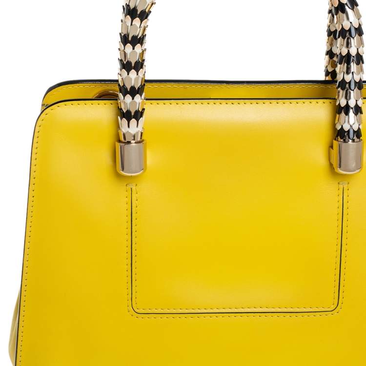 Pre Owned Bvlgari Yellow Leather Scaglie Serpenti Satchel