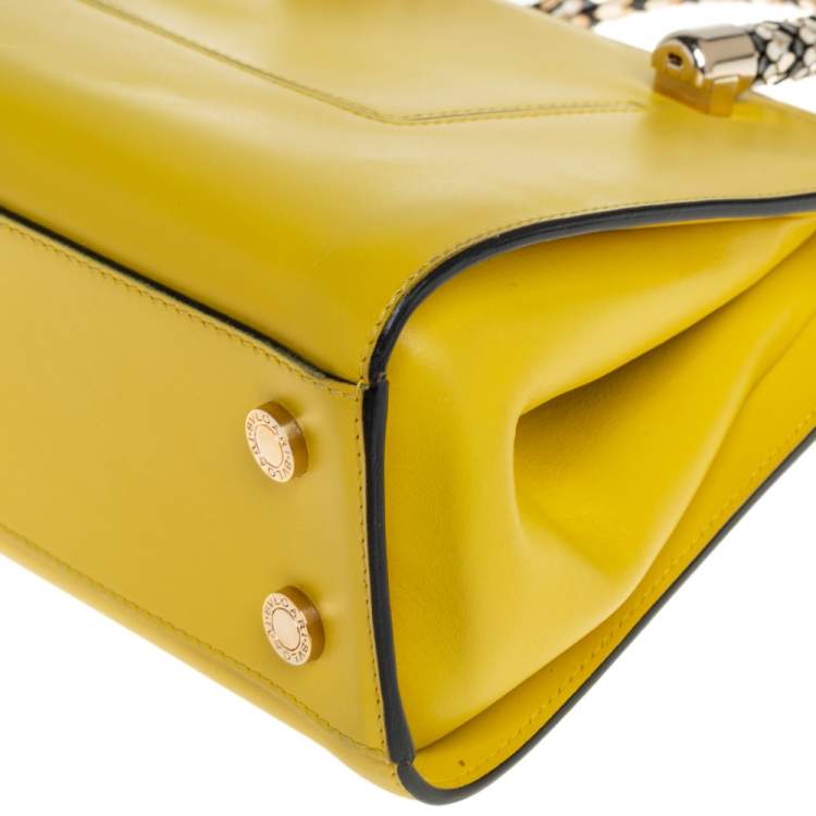 Pre Owned Bvlgari Yellow Leather Scaglie Serpenti Satchel