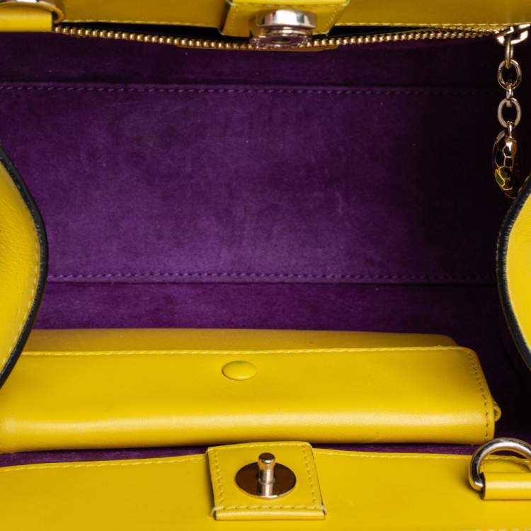 Pre Owned Bvlgari Yellow Leather Scaglie Serpenti Satchel