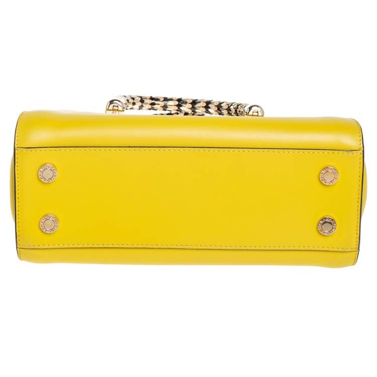 Pre Owned Bvlgari Yellow Leather Scaglie Serpenti Satchel