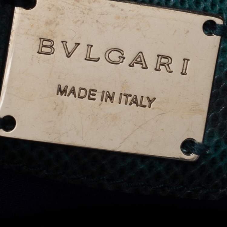 Pre Owned Bvlgari Green Karung Medium Serpenti Forever Flap Shoulder Bag