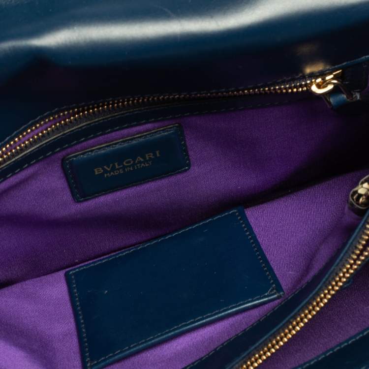 Pre Owned Bvlgari Blue Leather Medium Serpenti Forever Flap Shoulder Bag