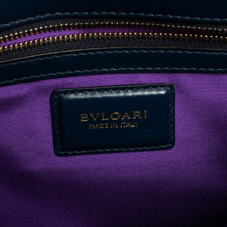 Pre Owned Bvlgari Blue Leather Medium Serpenti Forever Flap Shoulder Bag