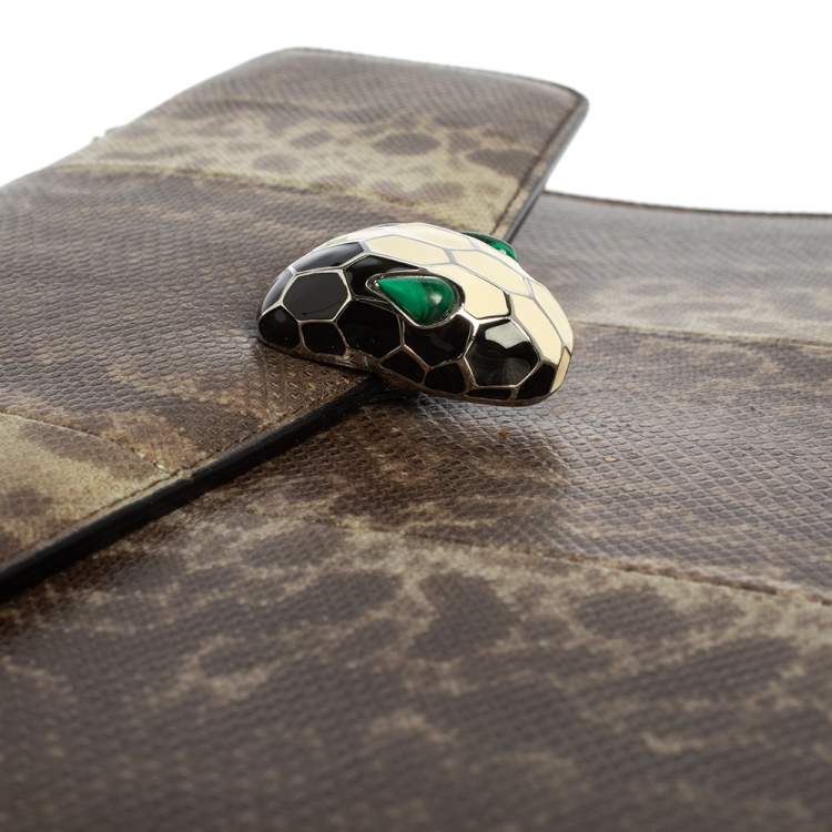 مملوكة مسبقًا Bvlgari Grey Karung Large Serpenti Forever Shoulder Bag 