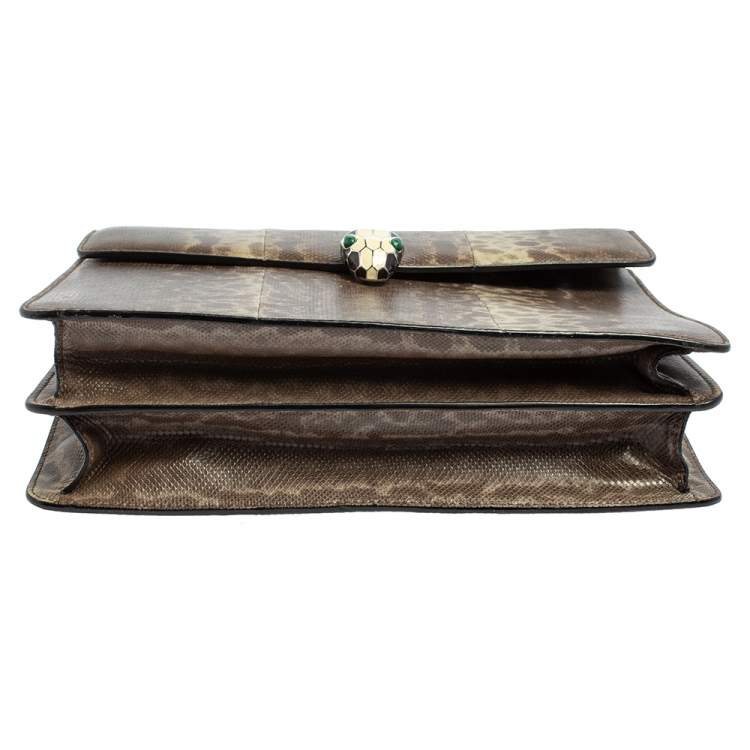 مملوكة مسبقًا Bvlgari Grey Karung Large Serpenti Forever Shoulder Bag 