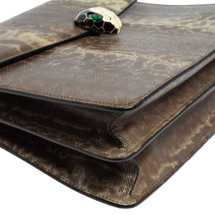 مملوكة مسبقًا Bvlgari Grey Karung Large Serpenti Forever Shoulder Bag 
