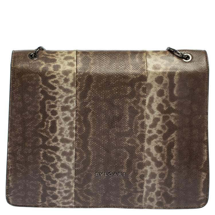 مملوكة مسبقًا Bvlgari Grey Karung Large Serpenti Forever Shoulder Bag 