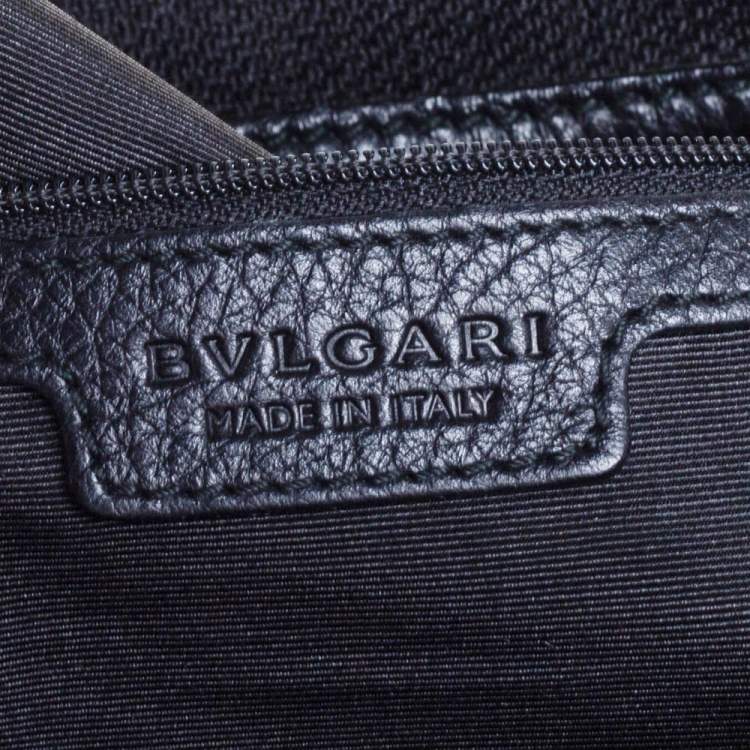 Pre Owned Bvlgari Black Logo Mania Canvas and Leather Boston Duffel Bag
