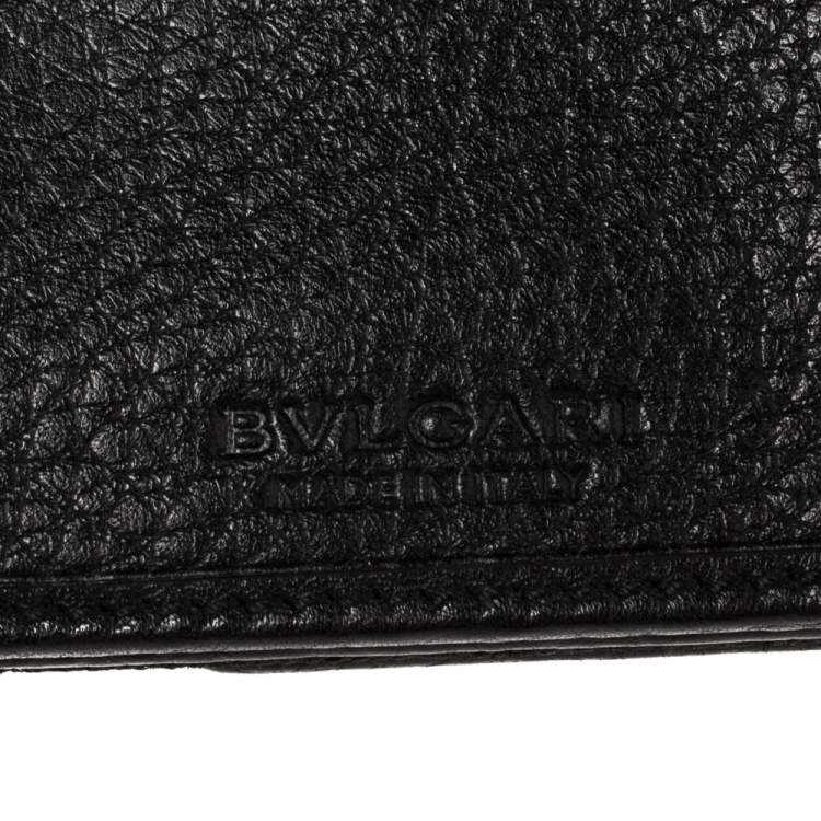 Pre Owned Bvlgari Black Logo Mania Canvas and Leather Flap Continental Wallet