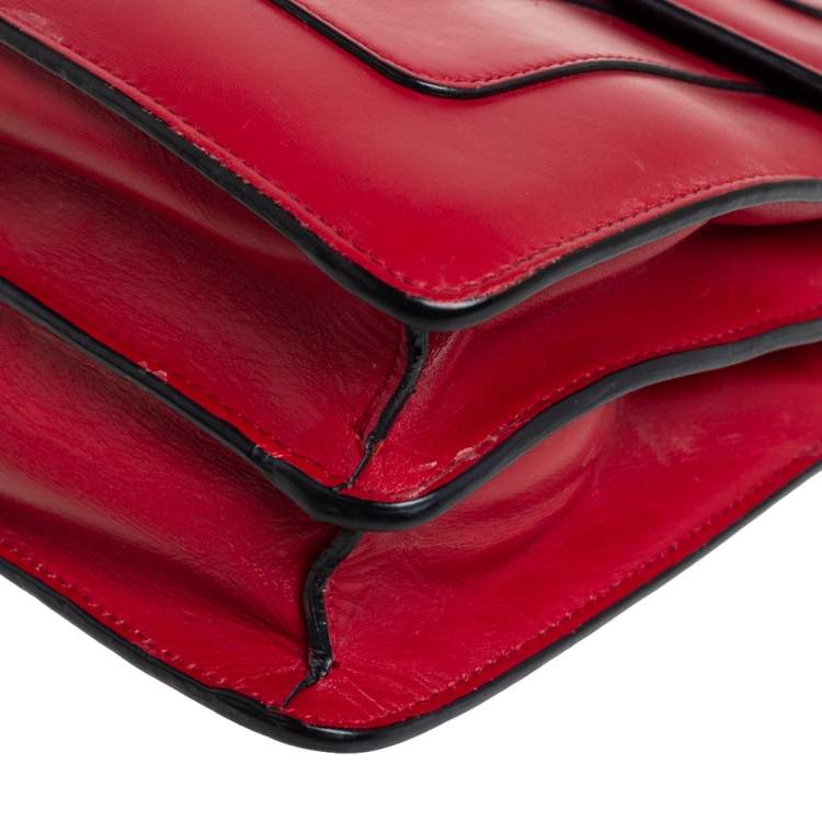 Pre Owned Bvlgari Red Leather Medium Serpenti Forever Shoulder Bag