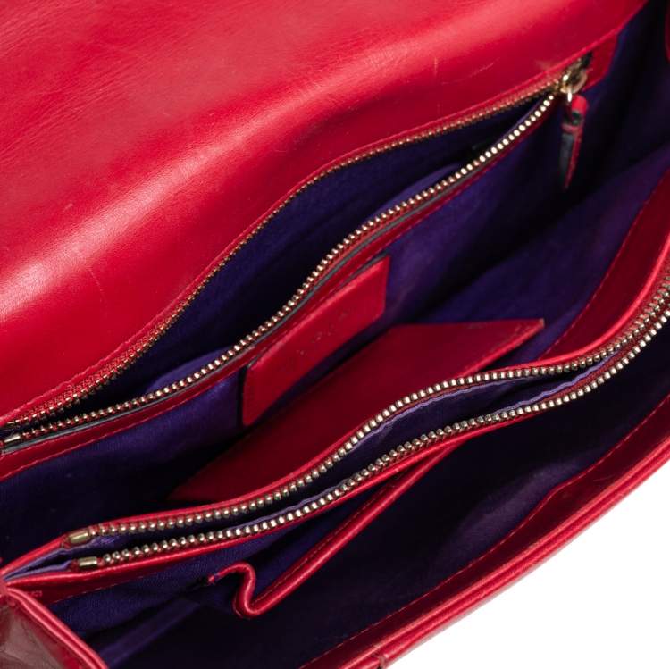Pre Owned Bvlgari Red Leather Medium Serpenti Forever Shoulder Bag