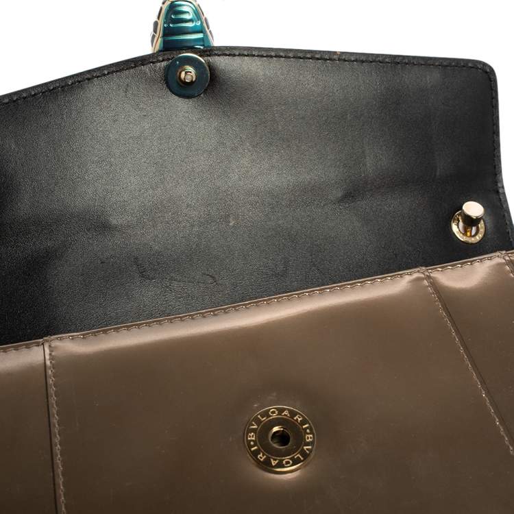 Pre Owned Bvlgari Brown Patent Leather Medium Serpenti Forever Shoulder Bag