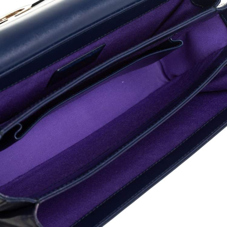 Pre Owned Bvlgari Blue/Black Leather and Perspex Medium Flap Crossbody Bag