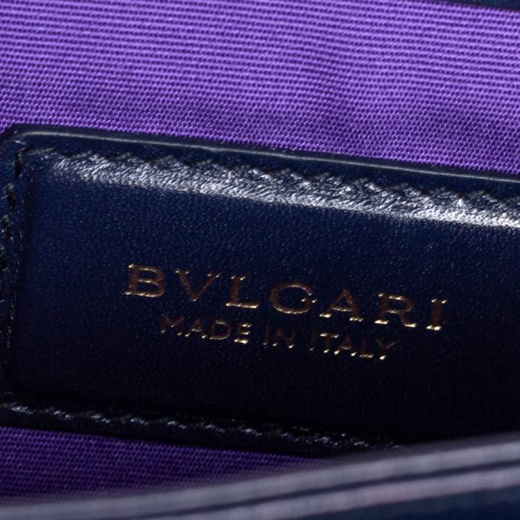 Pre Owned Bvlgari Blue/Black Leather and Perspex Medium Flap Crossbody Bag