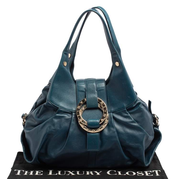 Pre Owned Bvlgari Teal Leather Chandra Hobo
