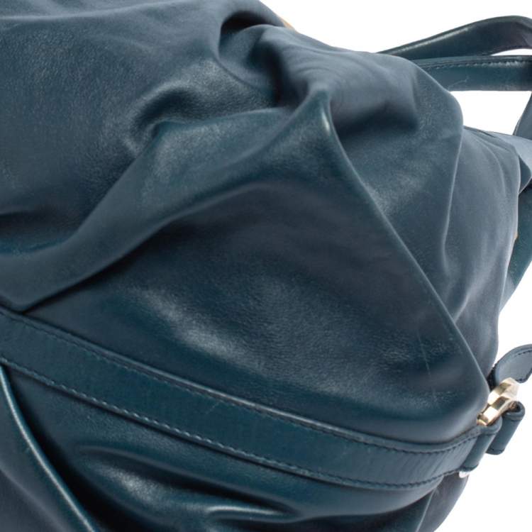 Pre Owned Bvlgari Teal Leather Chandra Hobo