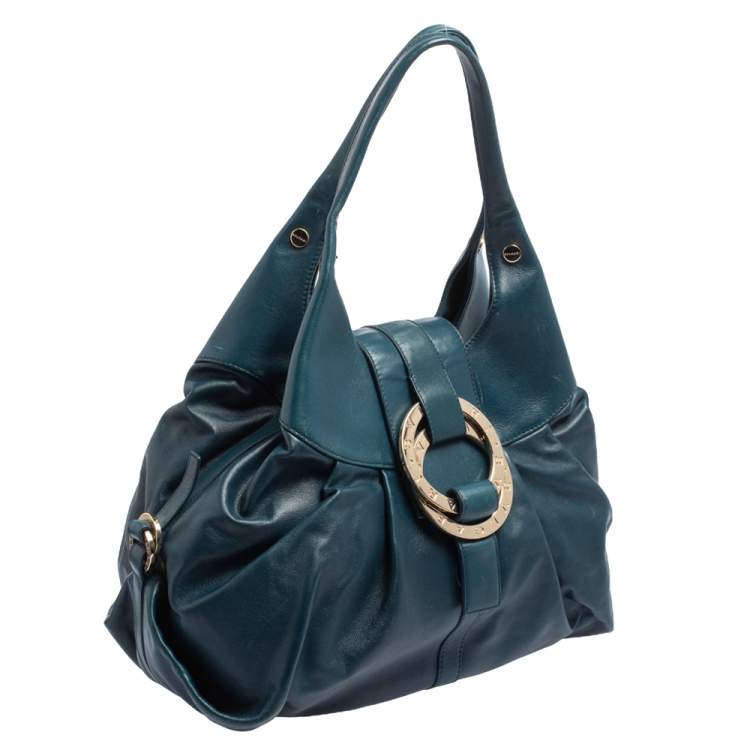 Pre Owned Bvlgari Teal Leather Chandra Hobo