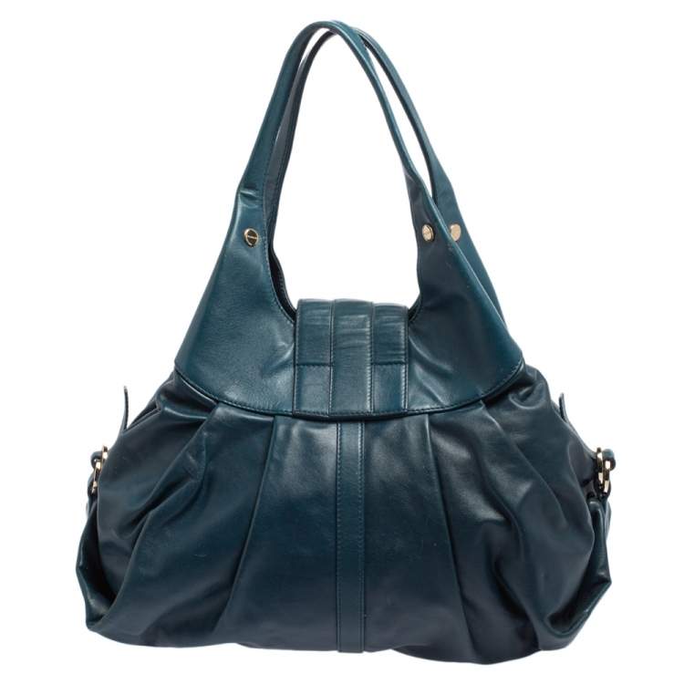 Pre Owned Bvlgari Teal Leather Chandra Hobo