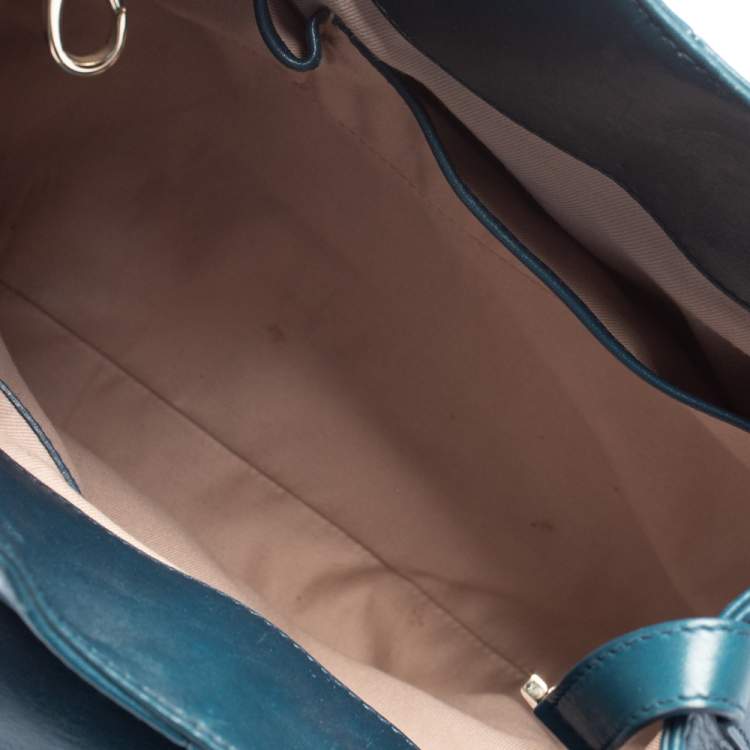 Pre Owned Bvlgari Teal Leather Chandra Hobo