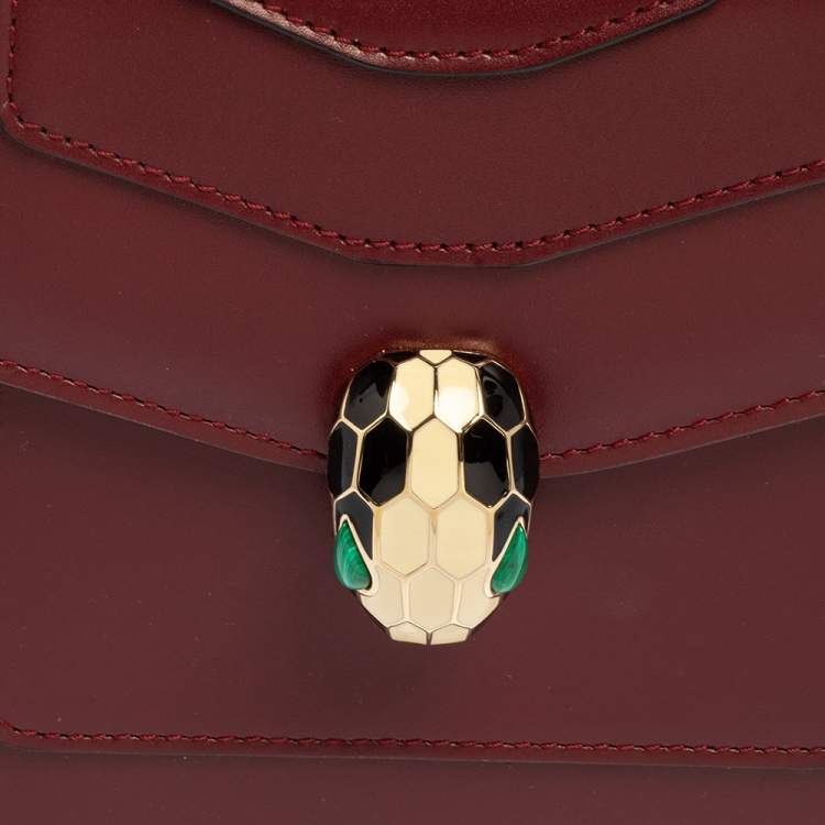 Pre Owned Bvlgari Burgundy Leather Serpenti Forever Top Handle Bag