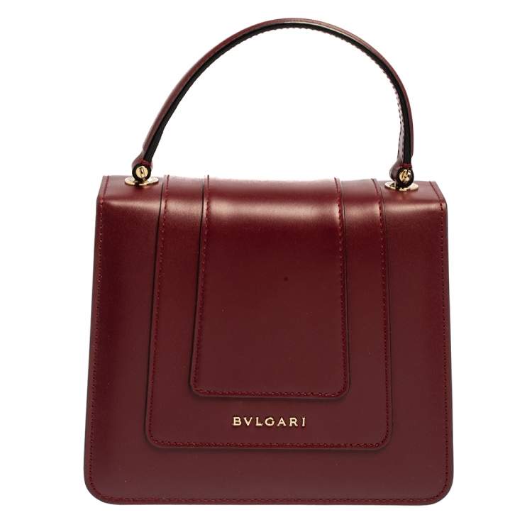 Pre Owned Bvlgari Burgundy Leather Serpenti Forever Top Handle Bag