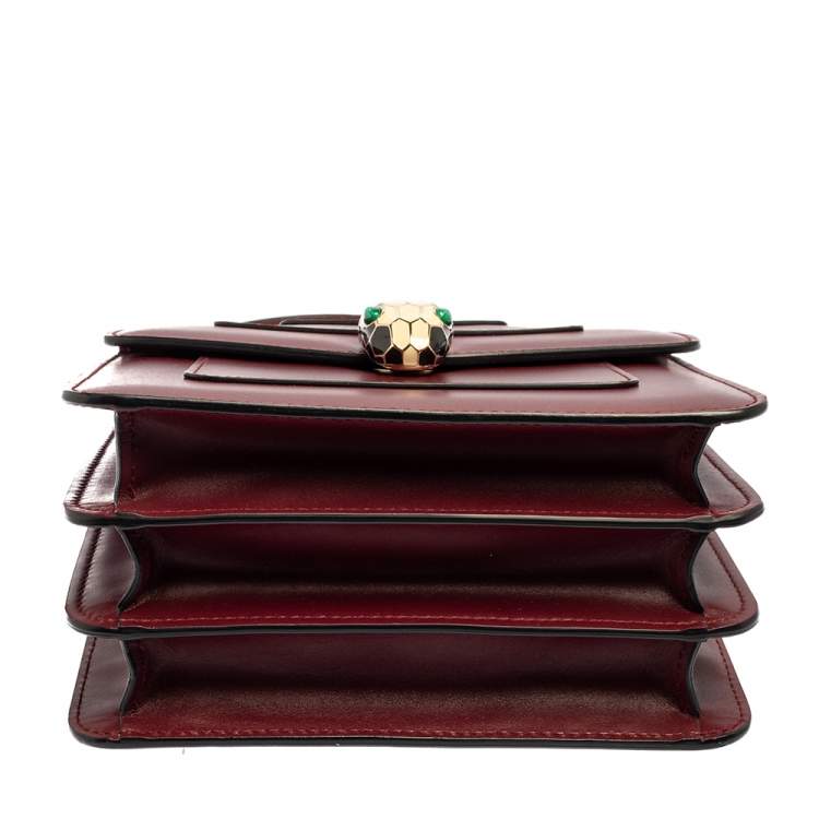 Pre Owned Bvlgari Burgundy Leather Serpenti Forever Top Handle Bag