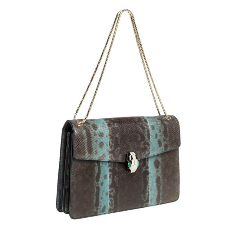 Pre Owned Bvlgari Green Karung Medium Serpenti Forever Shoulder Bag