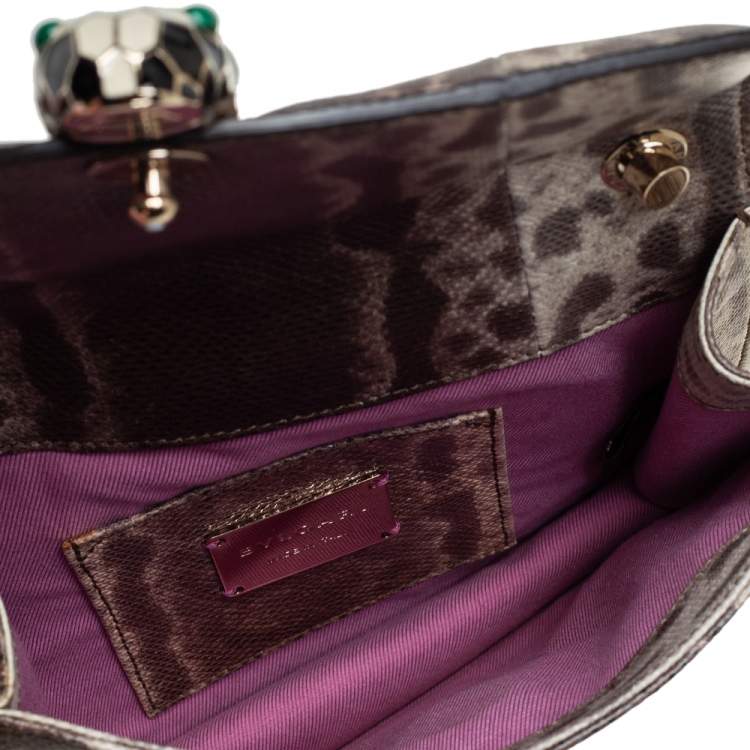 Pre Owned Bvlgari Beige/Brown Karung Serpenti Forever Shoulder Bag