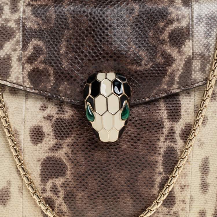 Pre Owned Bvlgari Beige/Brown Karung Serpenti Forever Shoulder Bag