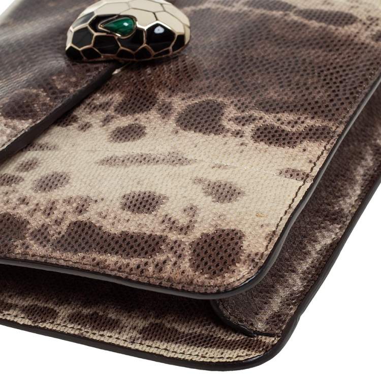Pre Owned Bvlgari Beige/Brown Karung Serpenti Forever Shoulder Bag