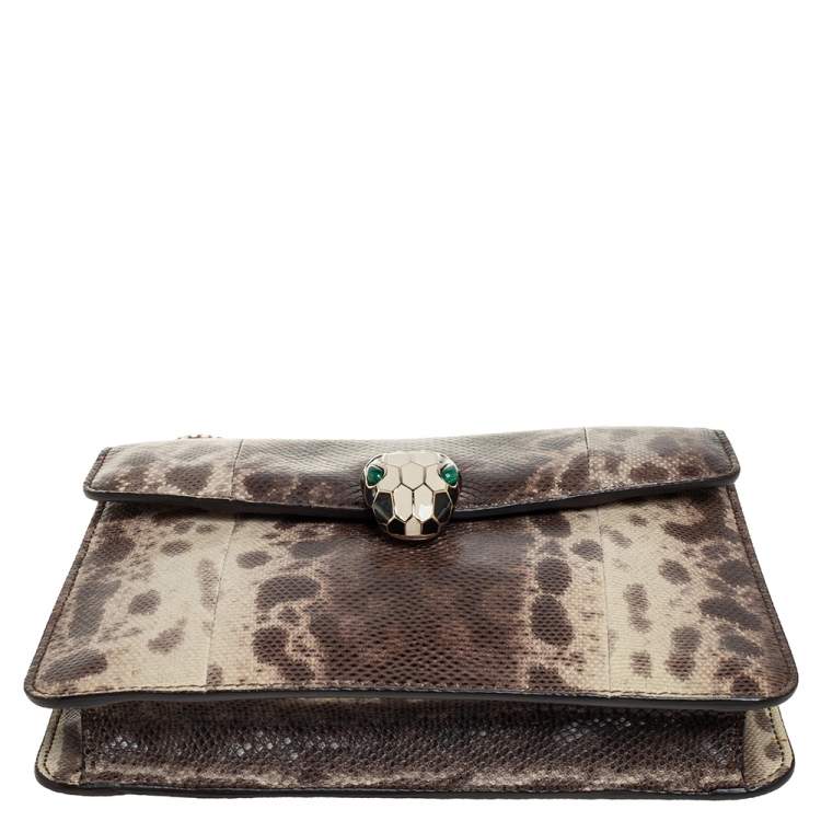 Pre Owned Bvlgari Beige/Brown Karung Serpenti Forever Shoulder Bag