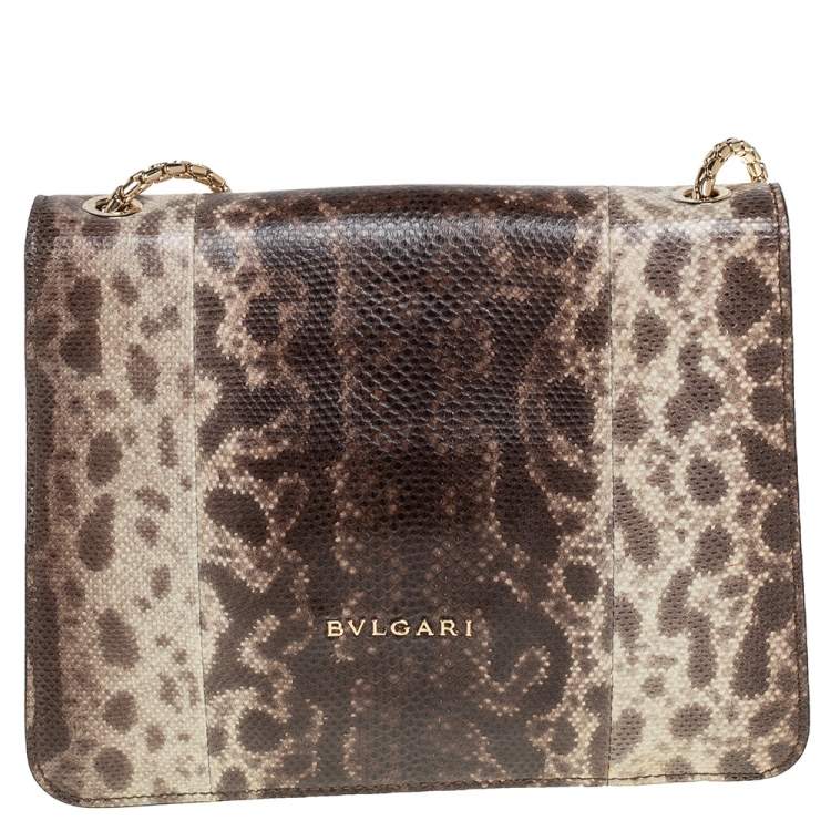 Pre Owned Bvlgari Beige/Brown Karung Serpenti Forever Shoulder Bag