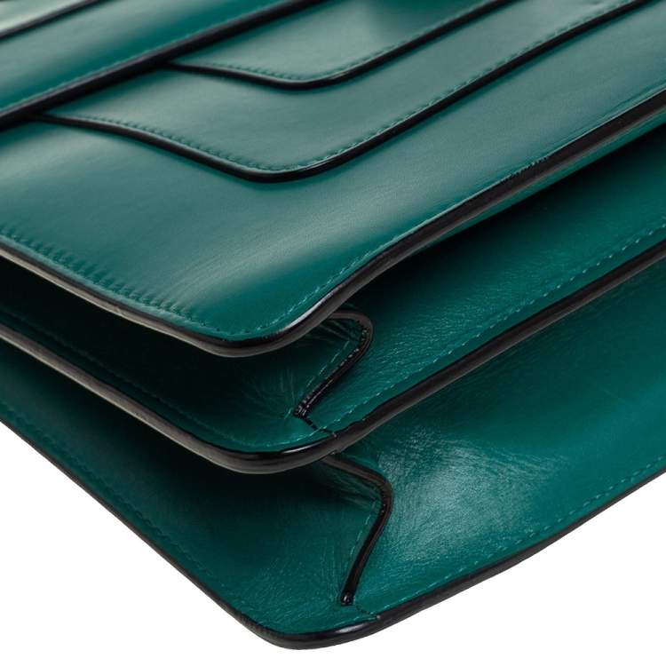 Pre Owned Bvlgari Green Leather Serpenti Forever Flap Shoulder Bag