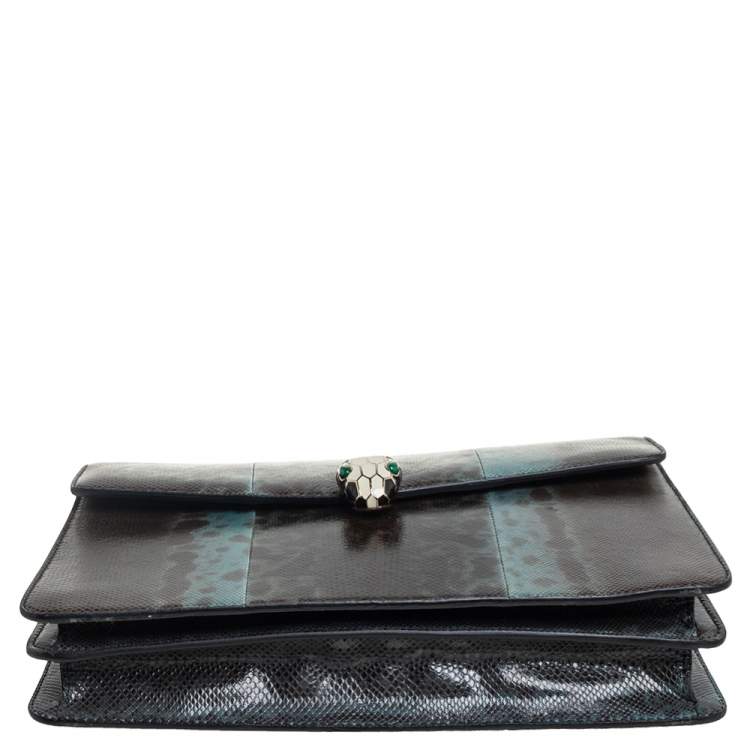 Pre Owned Bvlgari Green Karung Medium Serpenti Forever Shoulder Bag