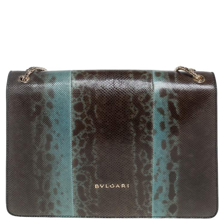 Pre Owned Bvlgari Green Karung Medium Serpenti Forever Shoulder Bag