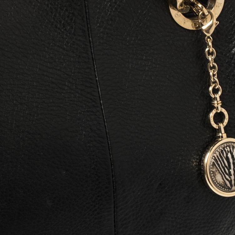 Pre Owned Bvlgari Black Leather Monete Chain Satchel