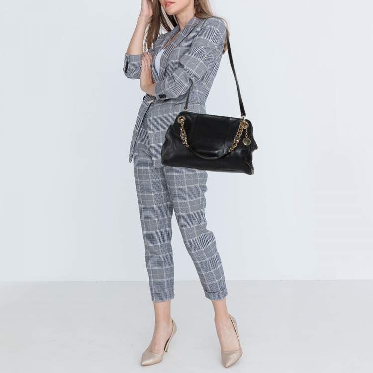 Pre Owned Bvlgari Black Leather Monete Chain Satchel
