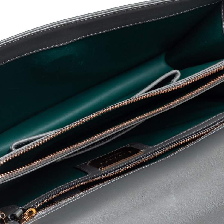 Pre Owned Bvlgari Grey Stingray and Leather Medium Serpenti Forever Shoulder Bag