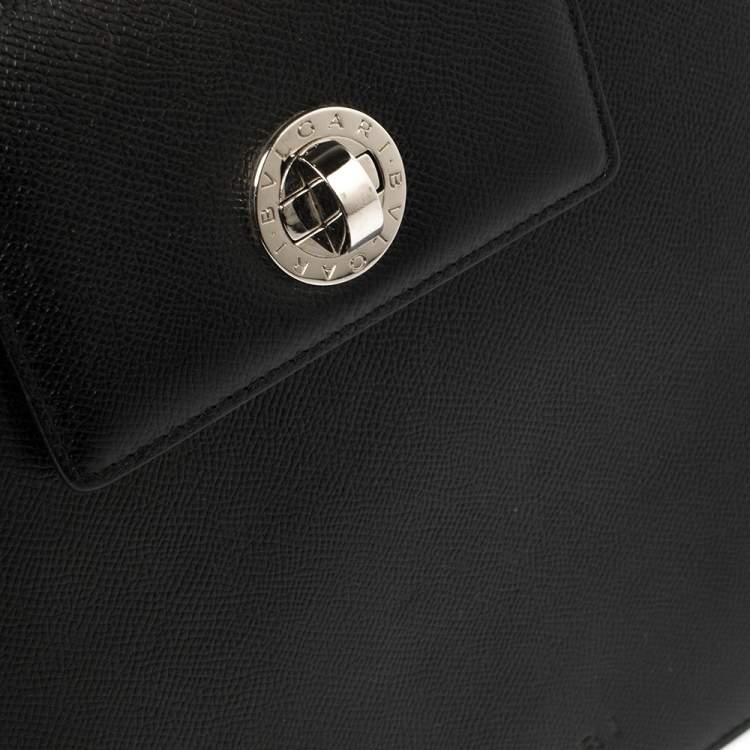 Pre Owned Bvlgari Black Leather 3 Gussets Shoulder Bag