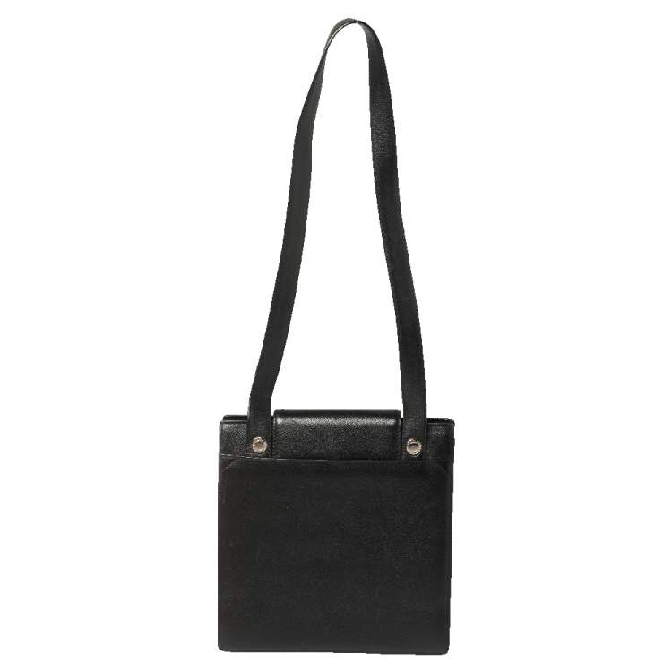 Pre Owned Bvlgari Black Leather 3 Gussets Shoulder Bag