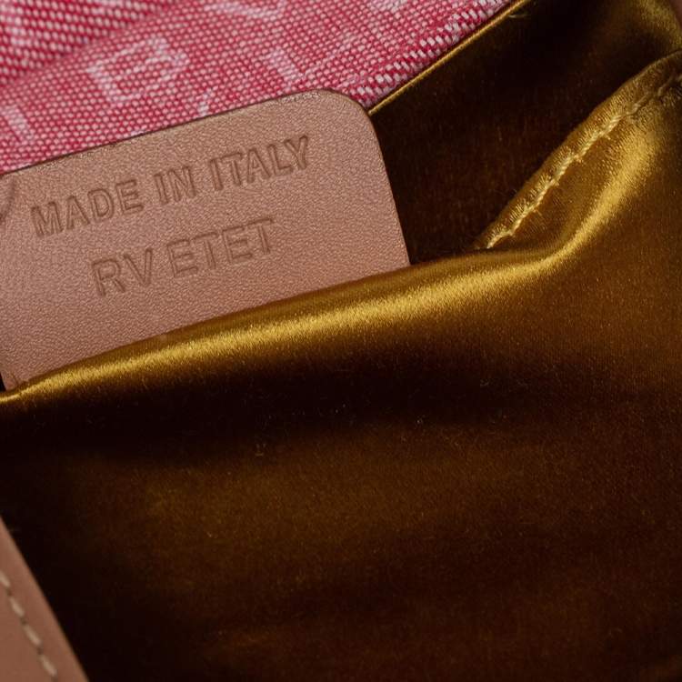 مملوكة مسبقًا Bvlgari Pink/Beige Denim and Leather Cylinder Bag