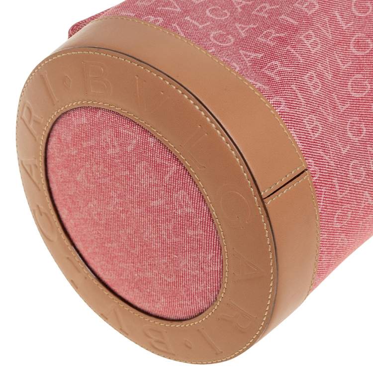 مملوكة مسبقًا Bvlgari Pink/Beige Denim and Leather Cylinder Bag
