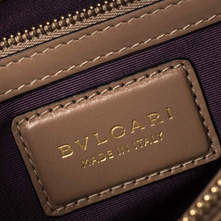 Pre Owned Bvlgari Dark Beige Leather Medium Serpenti Forever Shoulder Bag
