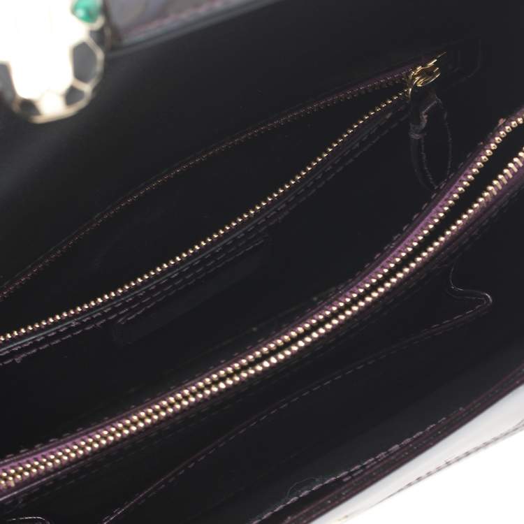 Pre Owned Bvlgari Plum Patent Leather Medium Serpenti Forever Shoulder Bag