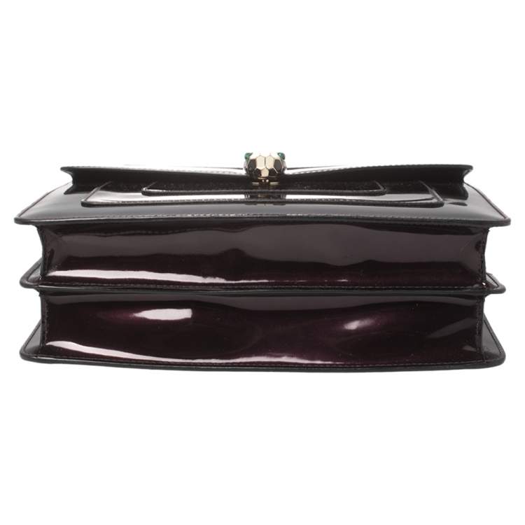 Pre Owned Bvlgari Plum Patent Leather Medium Serpenti Forever Shoulder Bag