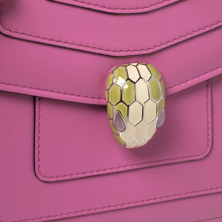Pre Owned Bvlgari Pink Leather Small Serpenti Forever Shoulder Bag