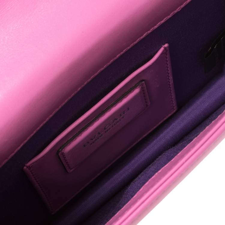 Pre Owned Bvlgari Pink Leather Small Serpenti Forever Shoulder Bag