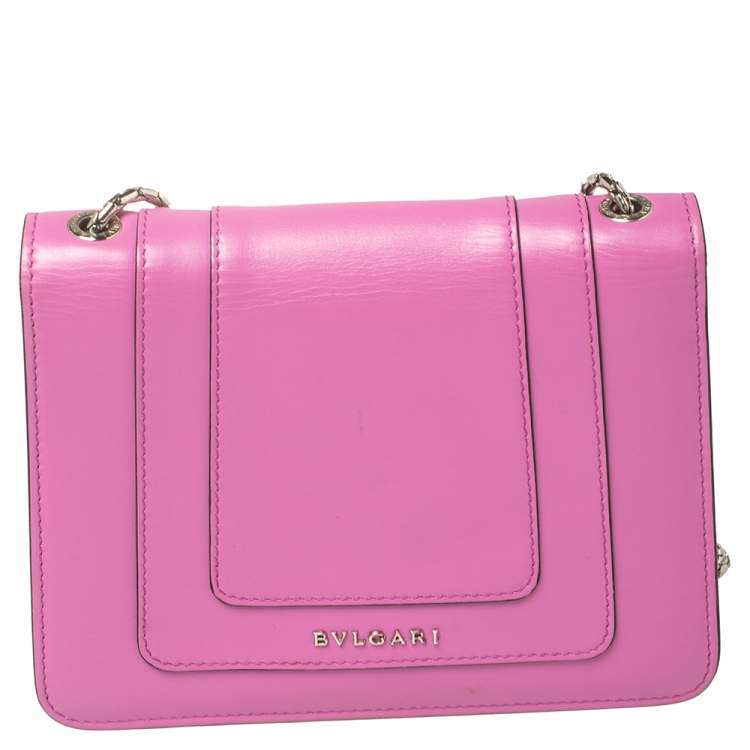 Pre Owned Bvlgari Pink Leather Small Serpenti Forever Shoulder Bag